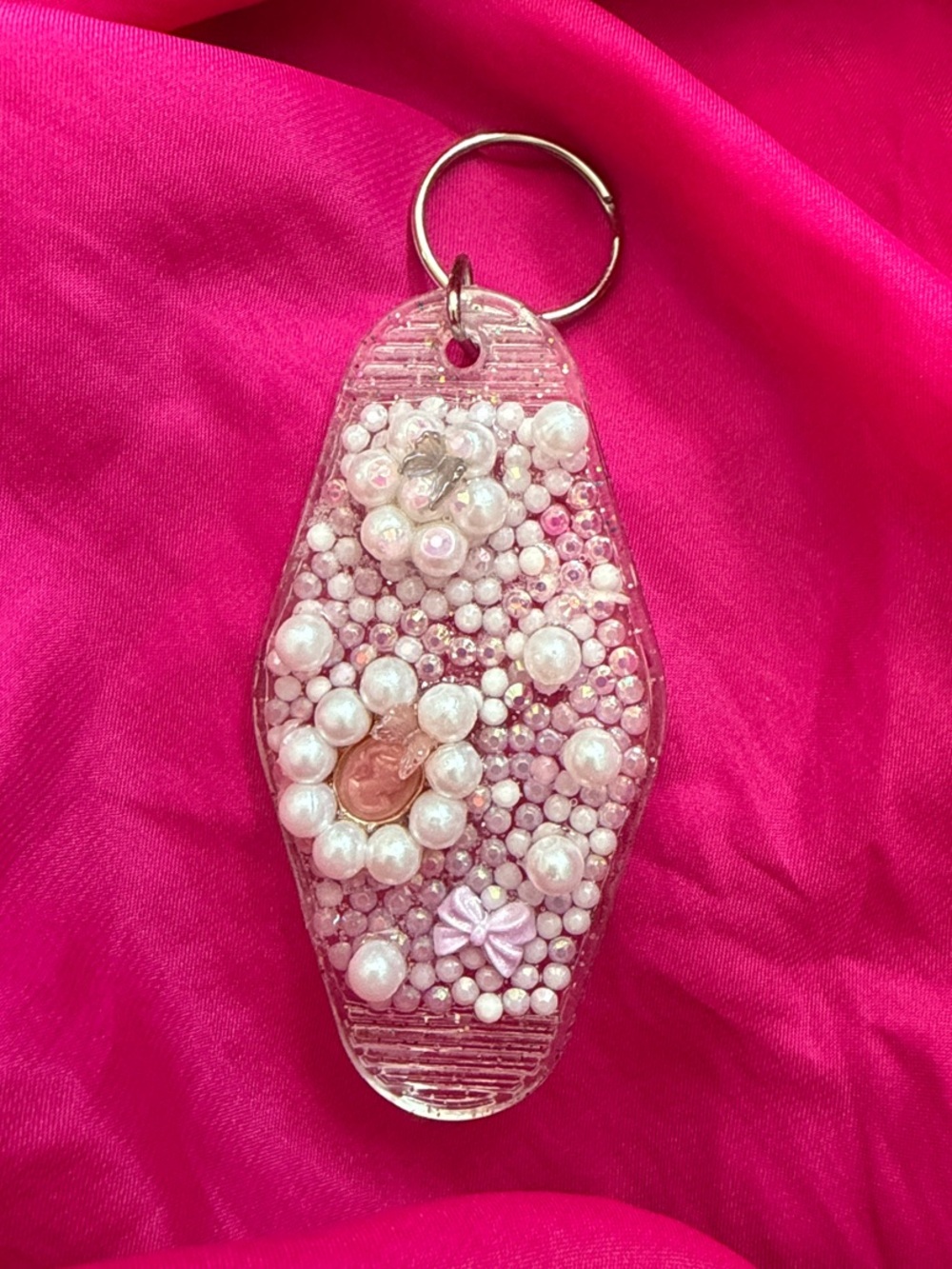 Pink Pearl Beaded Keychain